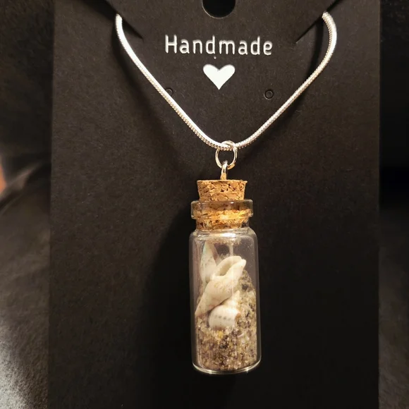 Beach Sand Bottle Necklace (Real Sand From Phippsburgh, Maine!) Handmade - Picture 3 of 4